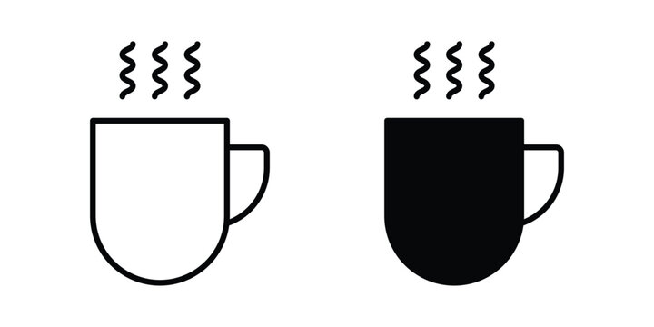Mug icon editable vector. Solid and line icons.