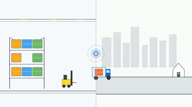 Smart Logistics Tracking and Supply Chain Management Illustration. 4K Video