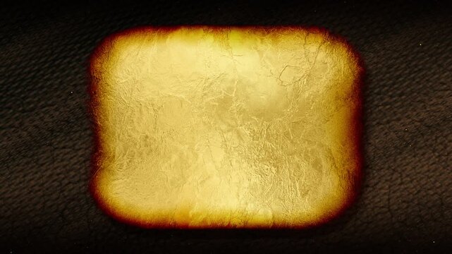 Luxury Animated Golden Plate on Waving Leather Background with Gold Dust, Copy Space, 4K Seamless Loop