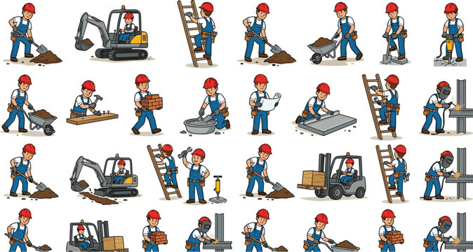 Large Silhouette Mega Set Featuring Diverse Professional Character Poses including Business Leaders, Construction Workers, Athletes, and Lifestyle Figures for Corporate Branding and Commercial Stock D
