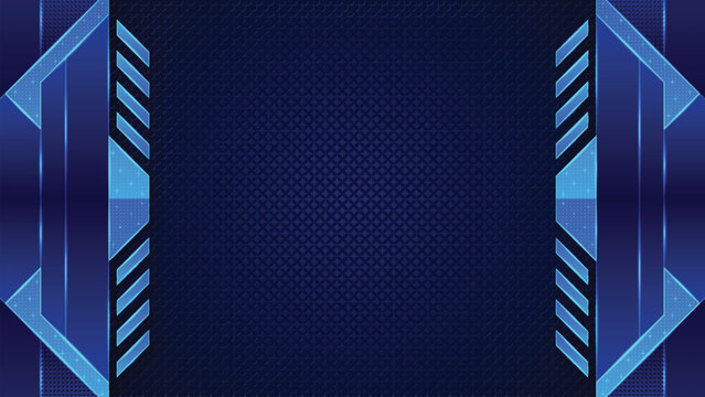 Blue digital tech frame with pixel art