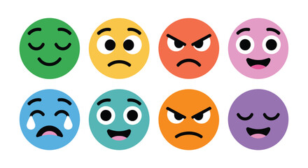 Colorful emoji faces vector set, cute emoticons with different emotions and expressions for chat, social media, stickers, and communication design © Gary D. Marlow