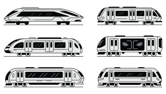 Passenger train side view for urban transport rail commute and travel trip mobility service vector illustration