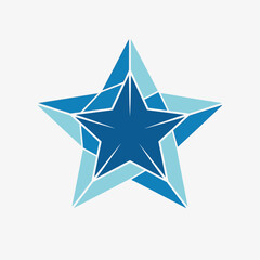 Fototapeta premium Abstract layered star emblem in blue tones.