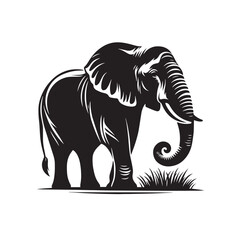 Obraz premium African Elephant Vector Silhouette - Minimalist African Elephant Art - African Elephant Illustration.