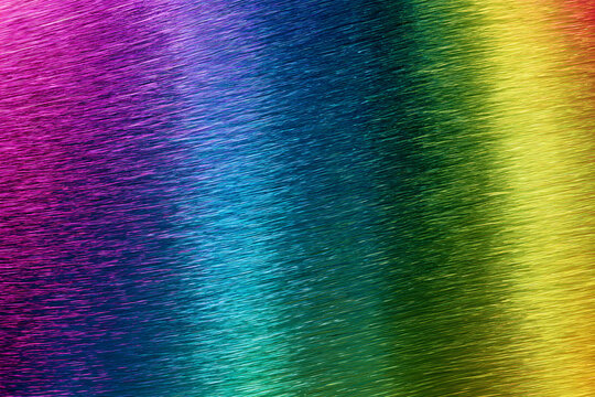 Iridescent anodized titanium metal texture with rainbow colors.