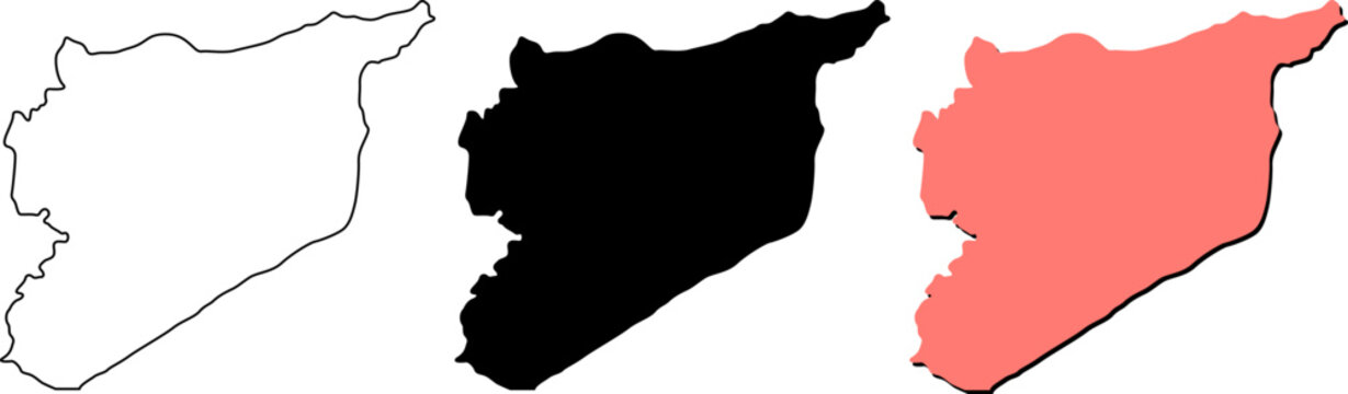 Set of syria map outlines isolated on white background