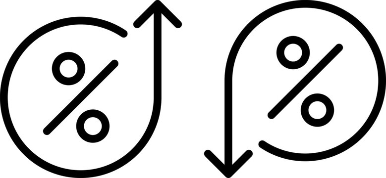 Percentage increase and decrease icons