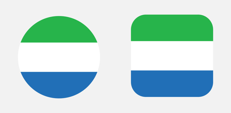 Sierra leone flag icon set in circle and rounded square shapes