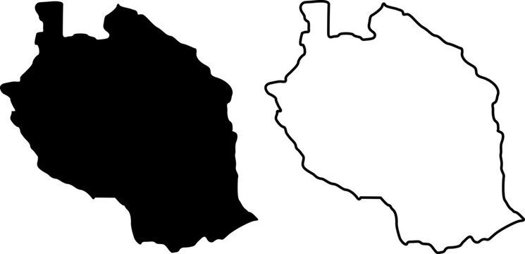 Tanzania map silhouette and outline