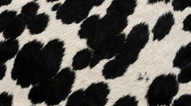 Black and white cow hide pattern texture with realistic fur details