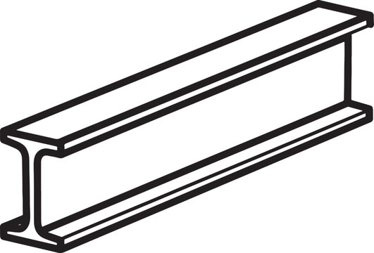 Black and white of a steel i-beam isolated on transparent background, also transparent background construction
