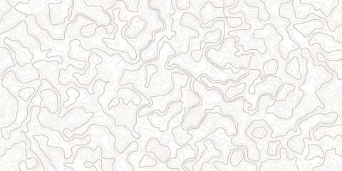 Brown topographic contour map pattern with wavy lines and shapes on white background © MD.HUZZATULLAHISLAM