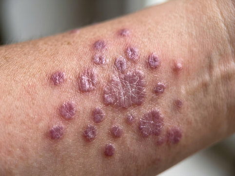 close-up of lichen planus rash on human skin medical condition texture