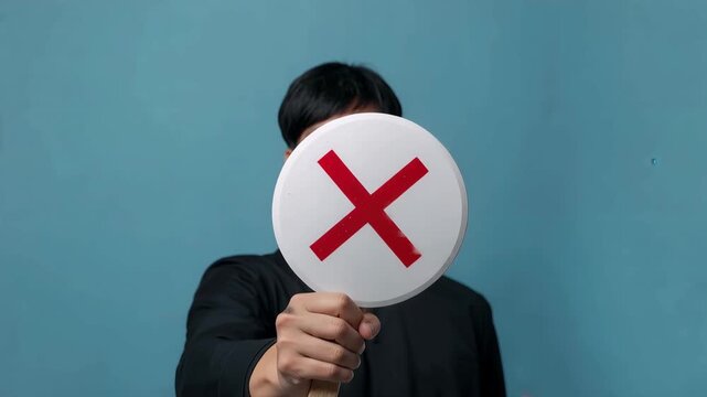 赤いバツ印の円形アイコンで境界と拒否を象徴するコンセプト写真