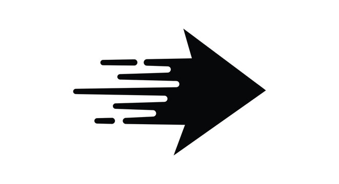 Fast arrow with speed lines black silhouette
