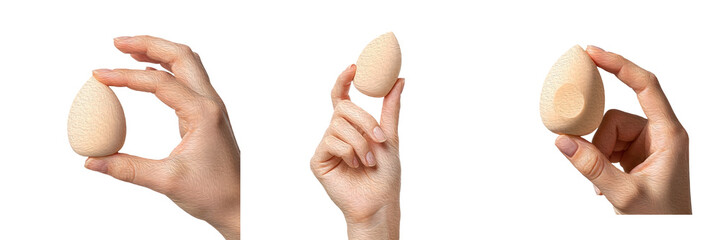 set of hand  egg-shaped makeup sponges on withe background PNG photo stock'' © Saeed