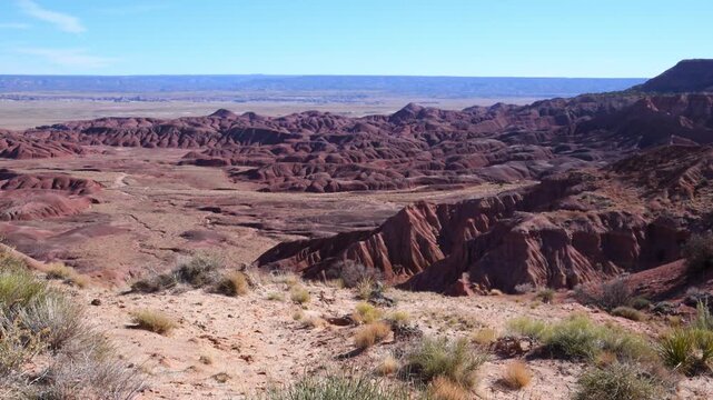 The vibrant badlands of the Painted Desert within Petrified Forest National Park in Arizona.