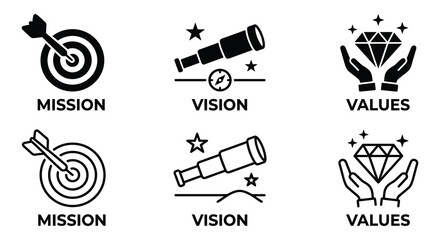 business concept icons with mission vision and values text silhouette © IMkM00i76
