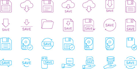 Smart Saving and Document Organization Outline Icons © Nasima