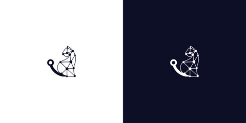 Abstract feline emblem crafted with interconnected nodes and lines, illustrating a smart, agile, and innovative digital presence for modern technology businesses © dew es