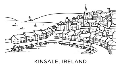 Obraz premium Kinsale, Ireland Isolated Line Art
