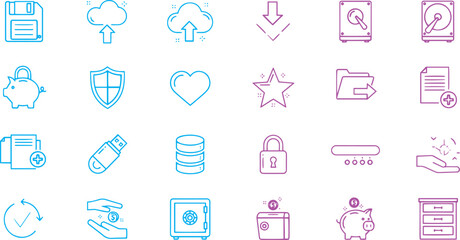 Smart Saving and Document Organization Outline Icons © Nasima