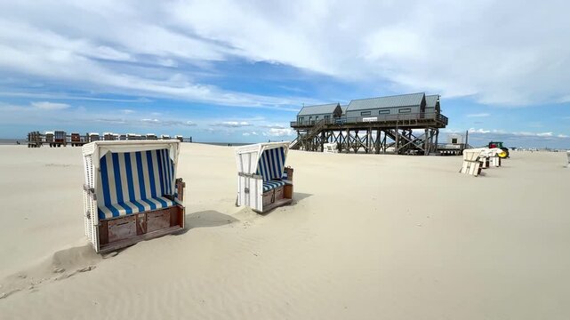 outstanding beach of Sankt Peter Ording on summer morning