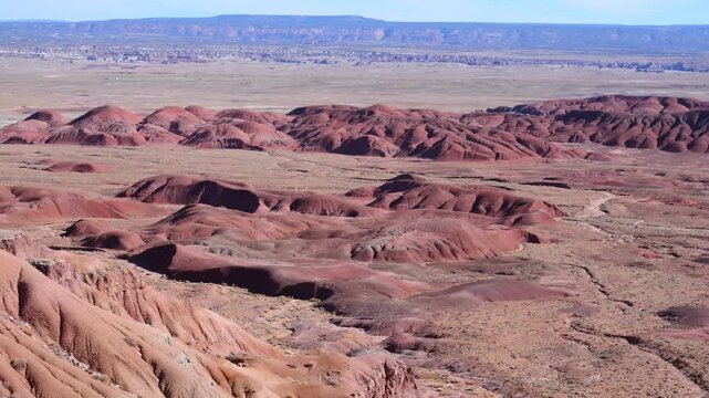 The vibrant badlands of the Painted Desert within Petrified Forest National Park in Arizona.