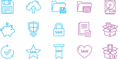 Smart Saving and Document Organization Outline Icons © Nasima