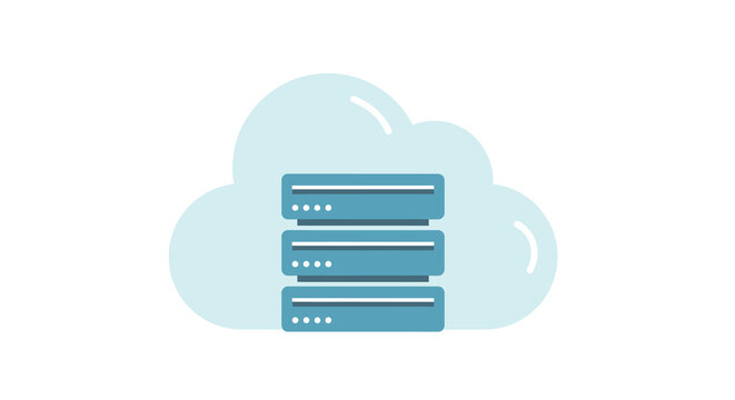 server stack icon with cloud background flat vector illustration