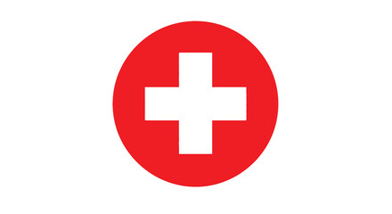Fototapeta premium swiss flag icon with white cross on red circle isolated