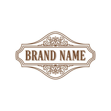 Brown Brand Name Label Design Template.