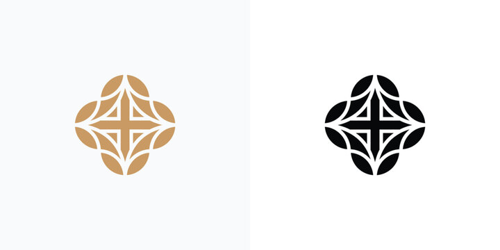Elegant Abstract Geometric Floral Emblem Design.