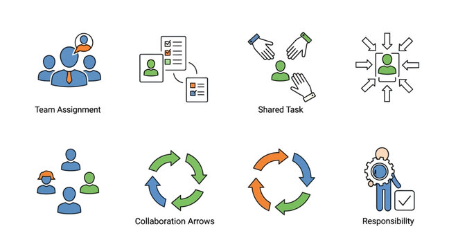 Business Teamwork Collaboration Concepts Icons.