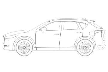 Fototapeta premium car outline drawing, sketch, contour image