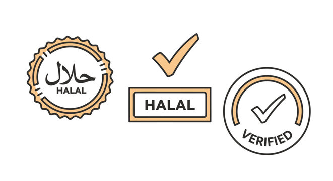 Halal certification logo and icons set.
