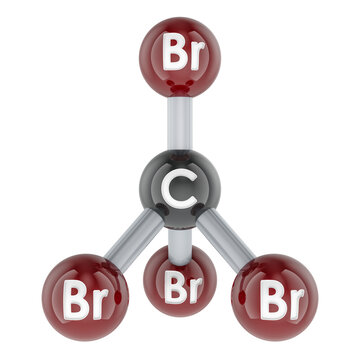 Carbon tetrabromide, tetrabromomethane molecular model. 3D rendering