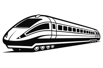 Fototapeta premium high speed passenger train silhouette line art vector illustration with a white background