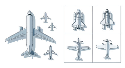 Diverse Aircraft Collection: Jetliner, Space Shuttle, Propeller Planes © Farukrekruk