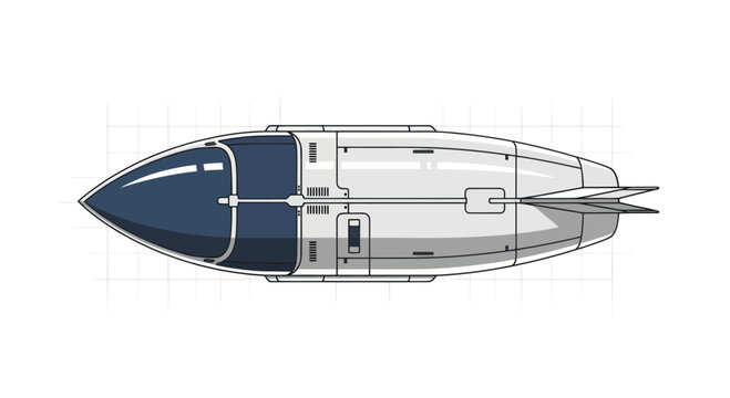 Futuristic Airship Design Blueprint, Modern Blimp Concept