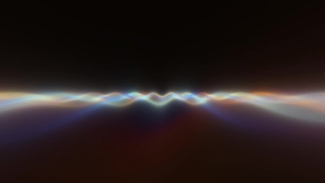 Prismatic light waves creating a shimmering horizon line with vibrant rainbow diffraction against a dark background for minimalist digital concepts