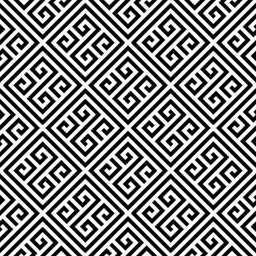 Greek seamless pattern. Repeating greece patterns. Black ancient patern isolated on white background. Repeated roman texture. Greco key. Mayan border. Athens fret. Aztec graphic. Vector illustration