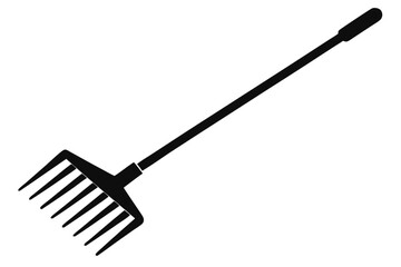 Naklejka premium garden rake silhouette line art vector illustration with a white background