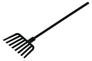 Naklejka premium garden rake silhouette line art vector illustration with a white background