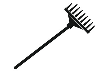 Naklejka premium garden rake silhouette line art vector illustration with a white background