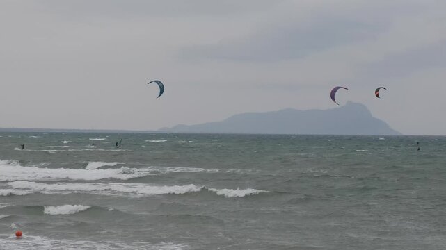 Kiteboarding at Circeo National Park, Italy	