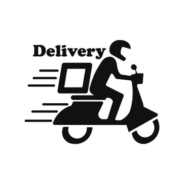 Food Delivery Symbol Vector Icon, Online Fast Delivery Service Sign, Restaurant Courier and Takeaway Illustration