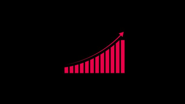 Business growth graph with a rising red arrow on a black background representing financial success.