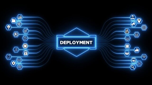 Enterprise infrastructure dashboard featuring Deployment interface with secure system integration monitoring and advanced digital analytics technology..